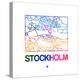 Stockholm Watercolor Street Map-NaxArt-Stretched Canvas