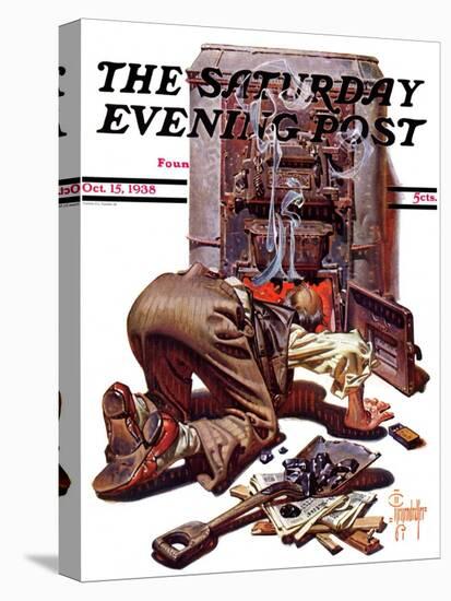 "Stoking the Furnace," Saturday Evening Post Cover, October 15, 1938-Joseph Christian Leyendecker-Premier Image Canvas