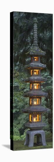 Stone Lantern Illuminated with Candles, Portland Japanese Garden, Oregon, USA-William Sutton-Premier Image Canvas