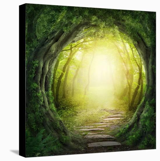 Stone Road in Magic Forest Leads to Haze of Light-egal-Premier Image Canvas