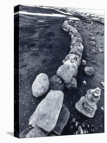 Stone Wall and Cairns, the Arctic Circle, Norway-Walter Bibikow-Premier Image Canvas