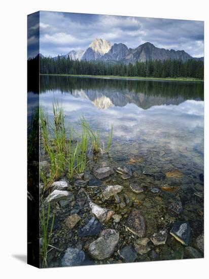 Stones Along Shore of Frog Lake with Mountain Peaks in Back, Sawtooth National Recreation Area, USA-Scott T^ Smith-Premier Image Canvas