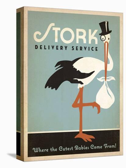 Stork Delivery Service (Blue)-Anderson Design Group-Stretched Canvas
