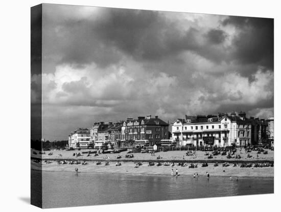 Storm Clouds Over the Promenade and the Beach from the Pier at Southsea Hampshire England-null-Premier Image Canvas