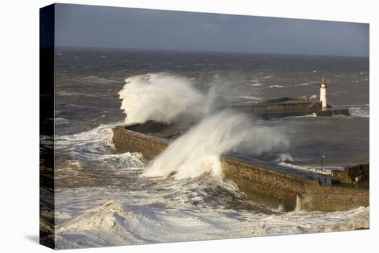 Storm waves batter Whitehaven harbour, Cumbria, UK, December 2014.-Ashley Cooper-Premier Image Canvas