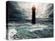 Stormy Sky Over Flooded Lighthouse-NejroN Photo-Stretched Canvas