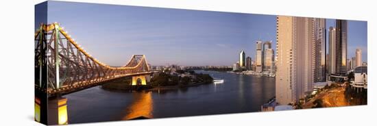 Story Bridge, Kangaroo Point, Brisbane River and City Centre at Dawn, Brisbane, Queensland, Austral-Nick Servian-Premier Image Canvas