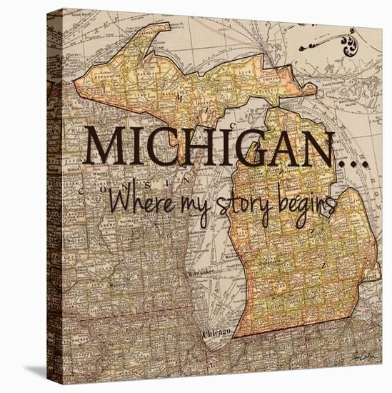 Story Michigan-Tina Carlson-Stretched Canvas