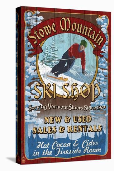 Stowe Mountain, Vermont - Ski Shop-Lantern Press-Stretched Canvas