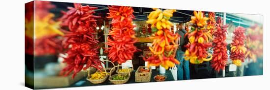 Strands of Chili Peppers Hanging in a Market Stall, Pike Place Market, Seattle, King County, WA-null-Premier Image Canvas