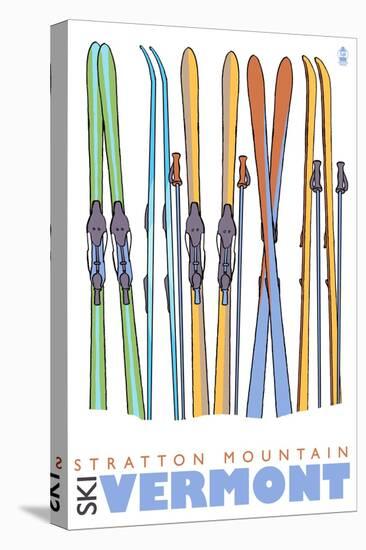 Stratton Mountain, Vermont, Skis in the Snow-Lantern Press-Stretched Canvas