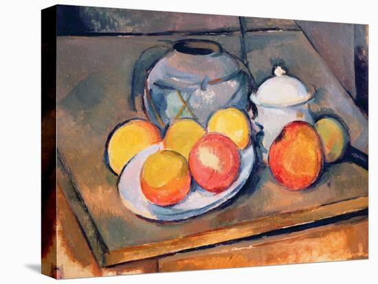 Straw-covered Vase, Sugar Bowl and Apples, 1890-93-Paul Cézanne-Premier Image Canvas