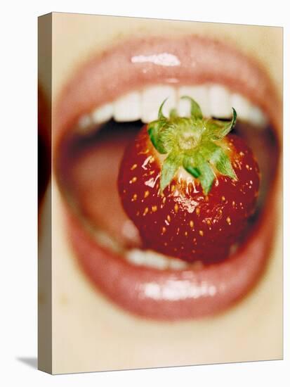 Strawberry Between Teeth-Cristina-Premier Image Canvas