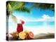 Strawberry Cocktail and Tropical Fruit on the Beach-Iakov Kalinin-Premier Image Canvas