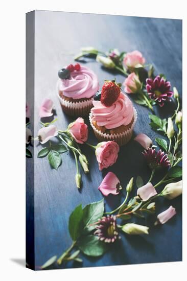 Strawberry Cupcakes with Flowers-Dina Belenko-Premier Image Canvas