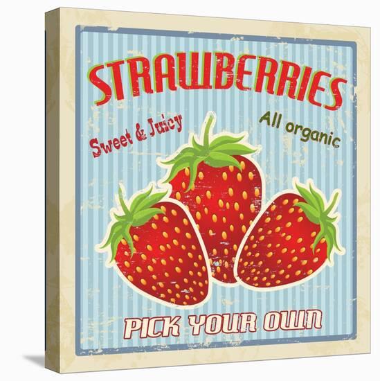 Strawberry Vintage Poster-radubalint-Stretched Canvas