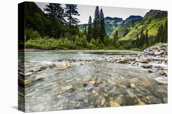 Stream, Rocks, Rushing Water, Glacier National Park, Montana-Yitzi Kessock-Premier Image Canvas