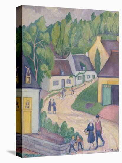 Street in St. Nicolas-du-Pelem, Brittany, c.1933-Stanislawa de Karlowska-Premier Image Canvas