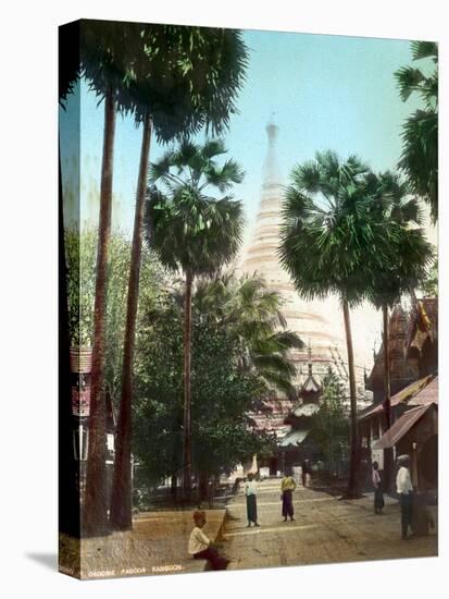 Street Leading Towards the Shwedagon Pagoda, Rangoon, Burma, Late 19th or Early 20th Century-null-Premier Image Canvas