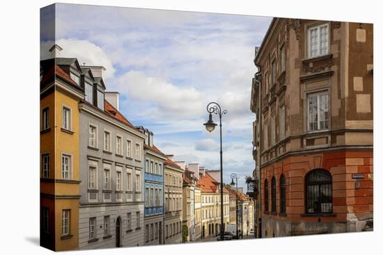 Street of homes is off the main square in Old Town Warsaw. Homes have been restored-Mallorie Ostrowitz-Premier Image Canvas