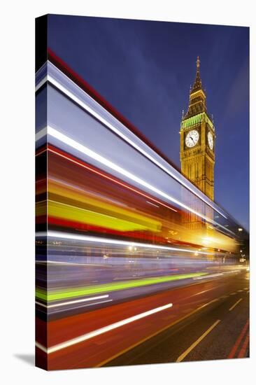 Street Scene, Double-Decker Bus, Light Trails, Motion Blur, Big Ben-Rainer Mirau-Premier Image Canvas