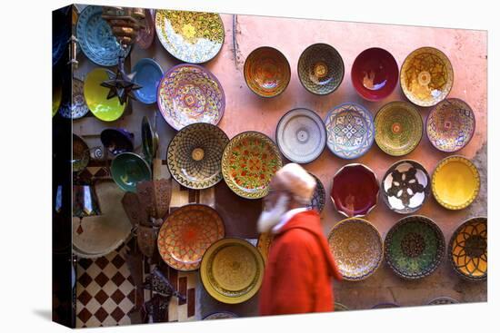 Street Scene with Moroccan Ceramics, Marrakech, Morocco, North Africa, Africa-Neil Farrin-Premier Image Canvas