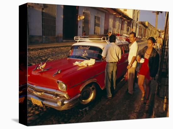 Street Scene with Old Car, Trinidad, Cuba, West Indies, Central America-Bruno Morandi-Premier Image Canvas