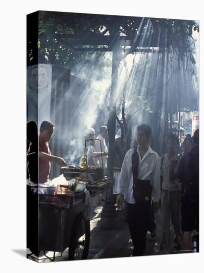 Street Vendors Selling Grilled Meat to Passers-By on Train Platform, Bangkok, Thailand-Richard Nebesky-Premier Image Canvas