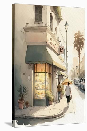 Streets of Los Angeles Watercolor I-Lana Kristiansen-Stretched Canvas