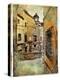Streets Of Medieval Spain - Picture In Painting Style-Maugli-l-Stretched Canvas