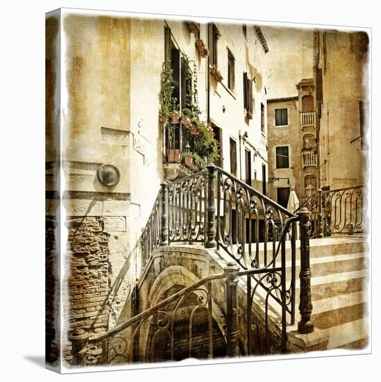 Streets Of Old Venice -Picture In Retro Style-Maugli-l-Stretched Canvas