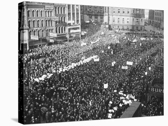 Striking Auto Workers Holding a Demonstration in Cadillac Square-William Vandivert-Premier Image Canvas