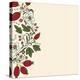 Striped Background Barberry with White Flower-Little_cuckoo-Stretched Canvas