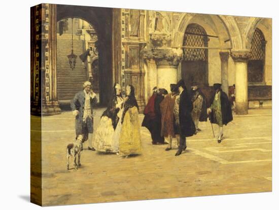 Strolling in the Square in Venice, 1884-Giacomo Favretto-Premier Image Canvas