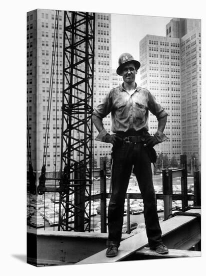 Structural Steel Worker Standing on a Girder-Grey Villet-Premier Image Canvas