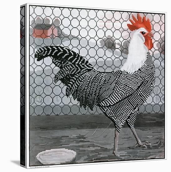 Strutting Black and White Rooster-Charles Bull-Premier Image Canvas