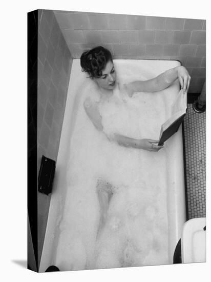 Student Vera Bogach of Massachusetts College, Studying for Exams in a Bubble Bath-Yale Joel-Premier Image Canvas