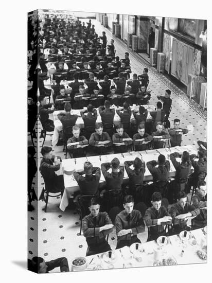 Students in Mess Hall at Culver Military Academy Holding Arms Crossed in Front of Them-Alfred Eisenstaedt-Premier Image Canvas