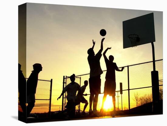 Students Play a Basketball Game as the Sun Sets at Bucks County Community College-null-Premier Image Canvas