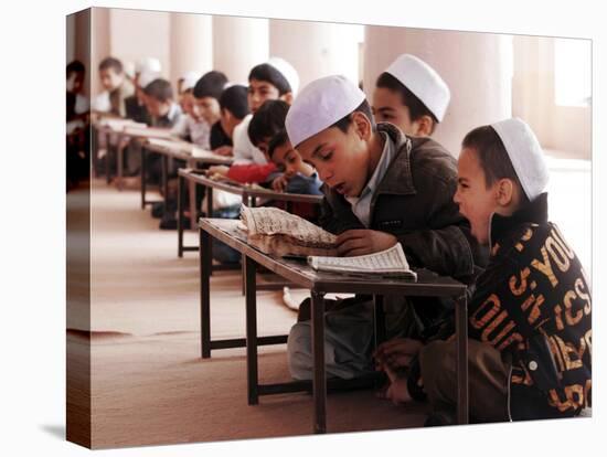 Students Read the Holy Quran During a Class in Herat, Afghanistan-null-Premier Image Canvas