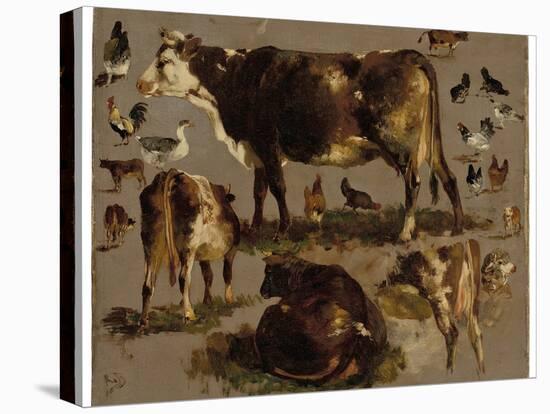 Studies of Cows, Hens, Roosters, a Goose and a Sheep (Oil on Canvas)-Rosa Bonheur-Premier Image Canvas