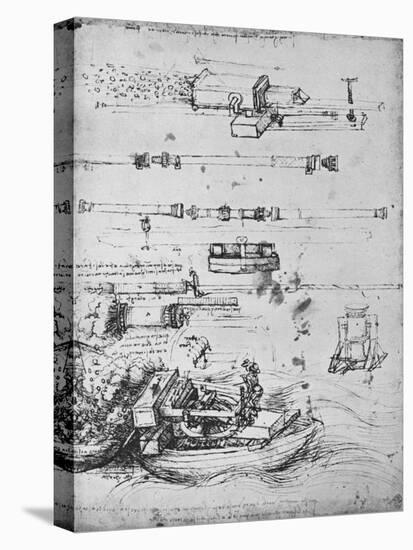 'Studies of Mortars, One Firing from a Boat, and of Canon', c1480 (1945)-Leonardo Da Vinci-Premier Image Canvas