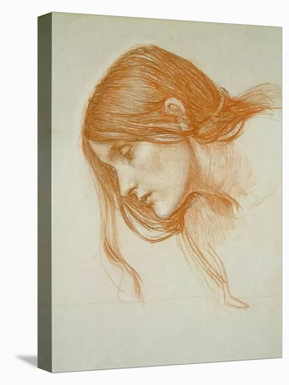 Study of a Girl's Head (Red Chalk on Paper)-John William Waterhouse-Premier Image Canvas