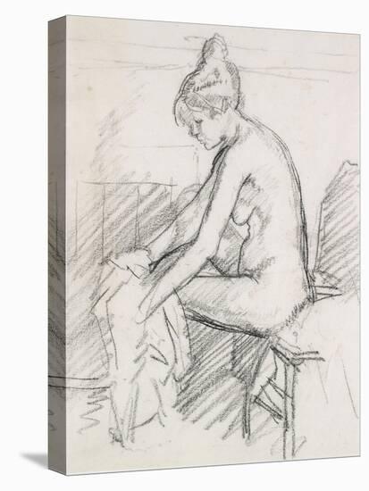 Study of a Nude Female, Seated, Drying Her Right Foot-Harold Gilman-Premier Image Canvas