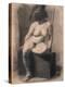 Study of a Seated Nude Woman Wearing a Mask, 1863-66 (Charcoal and Crayon with Stumping on Paper)-Thomas Cowperthwait Eakins-Premier Image Canvas