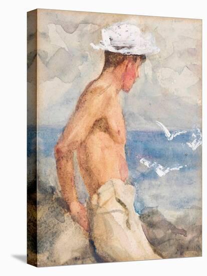 Study of a Young Man Looking out to Sea (Pencil, W/C & Bodycolour on Paper)-Henry Scott Tuke-Premier Image Canvas