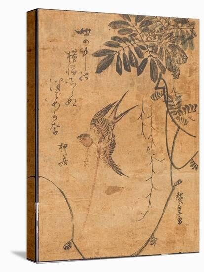 Study of Bird in Flight and Plant, 19Th Century (Woodblock Print)-Ando or Utagawa Hiroshige-Premier Image Canvas