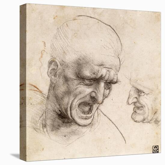 Study of Two Warriors' Heads for the Battle of Anghiari by Leonardo Da Vinci-Leonardo Da Vinci-Premier Image Canvas