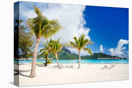 Stunning Beach and Beautiful View of Otemanu Mountain on Bora Bora Island-BlueOrange Studio-Premier Image Canvas