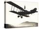 Stunt Woman Standing on Top of Biplane-null-Stretched Canvas